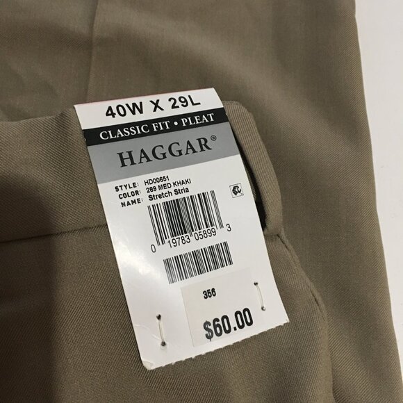 Haggar Classic Fit Dress Pants Premium Comfort Size 40x29 NWT Khaki - Picture 7 of 11